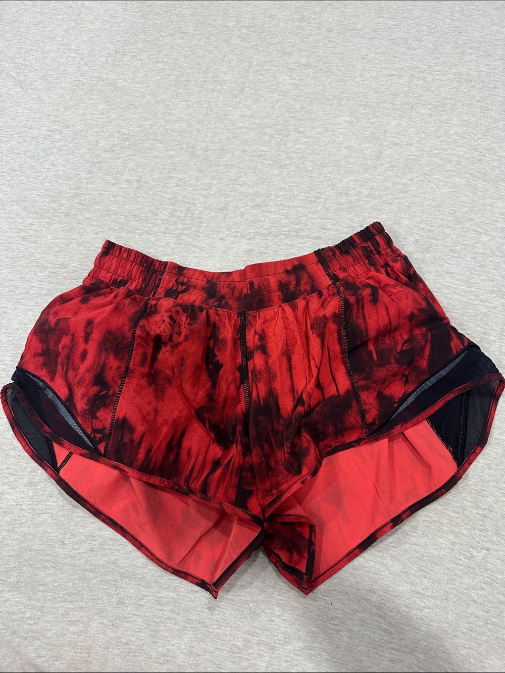 lululemon athletica Red and Black Tie-Dye Running Shorts - Women